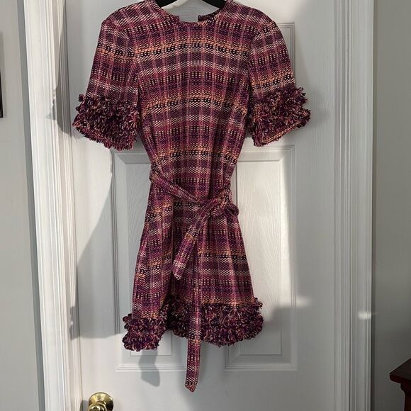 Cinq à Sept Boxweave Easton Dress in pink candy multi size 2 - Picture 1 of 4